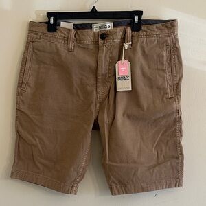 Fat Face STOW Brown Flat-Front Cotton Chino Shorts